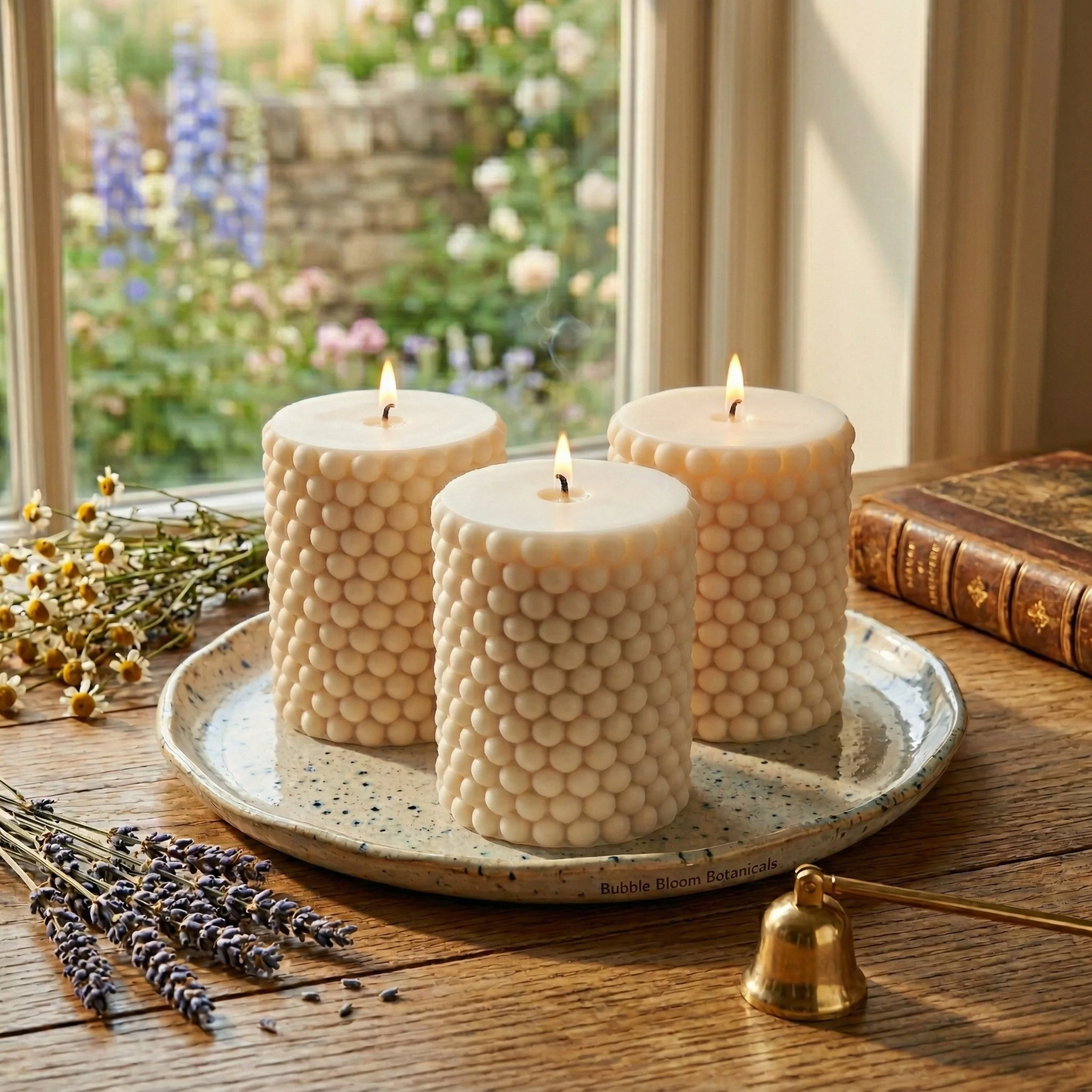 Bubble Texture Pillar Candle Mould — Pebble‑Dot Cylinder - Image 3