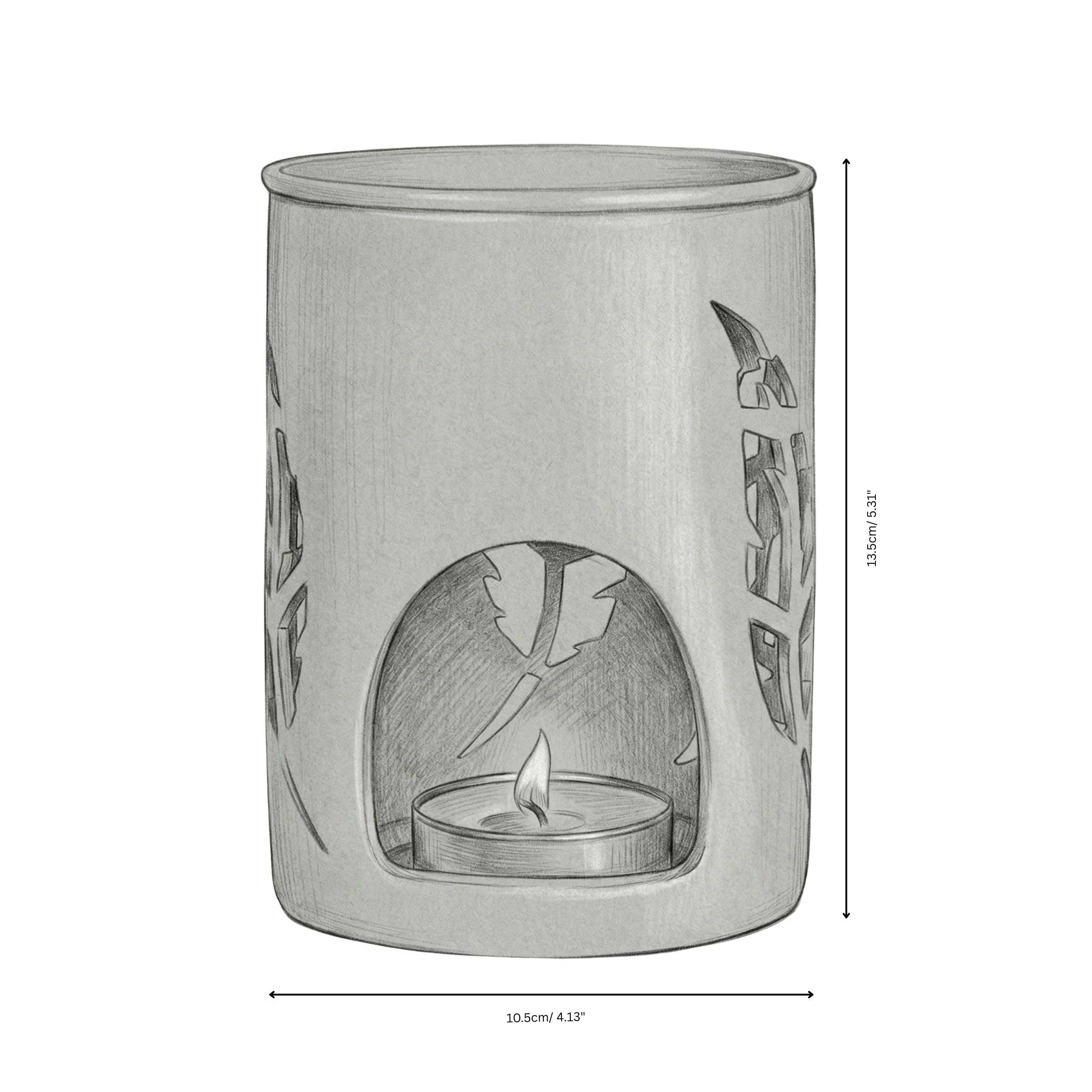 Ceramic Wax Melt Burner - Feather Pattern - Image 3