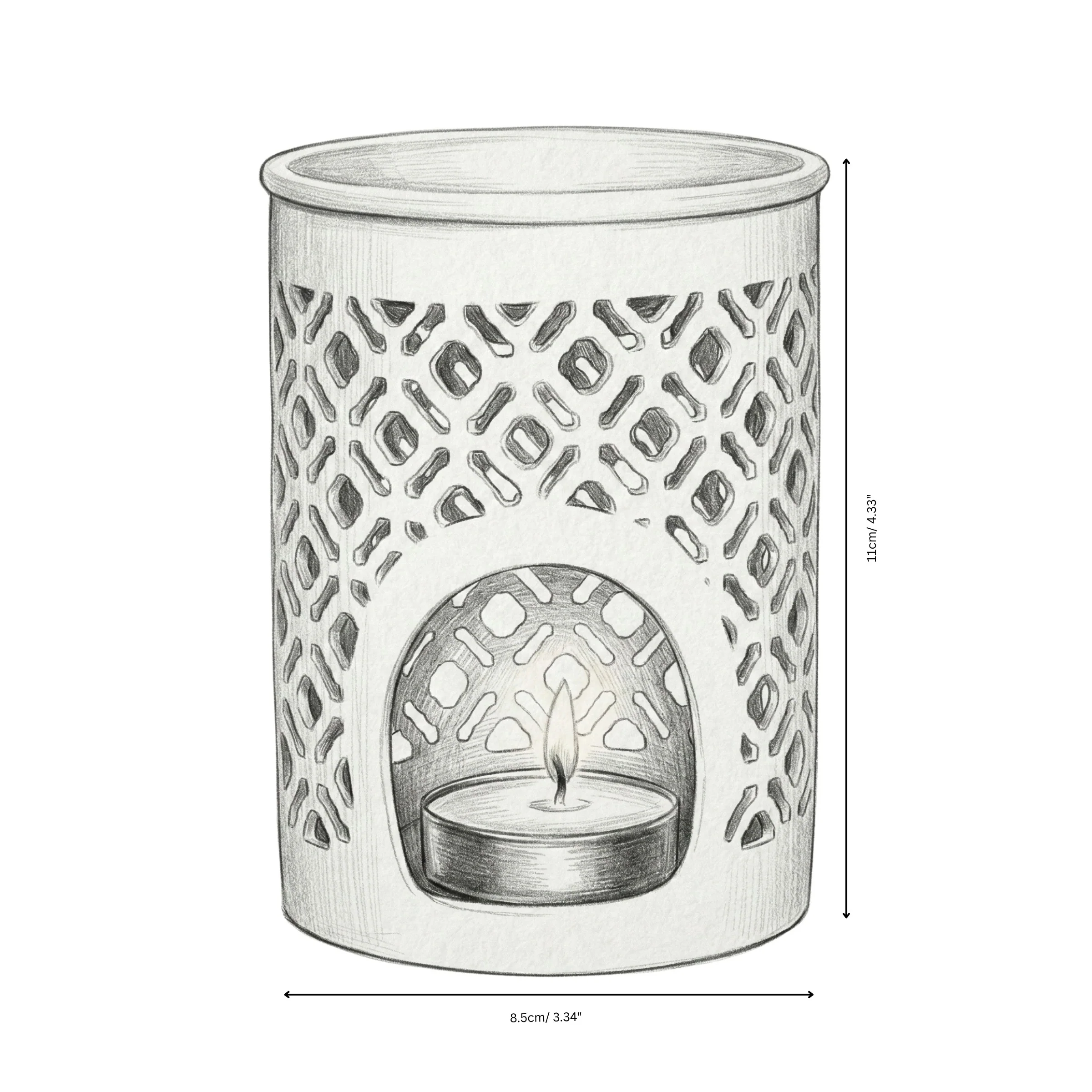 Lattice Pattern - Ceramic Wax Melt Burner - Image 3