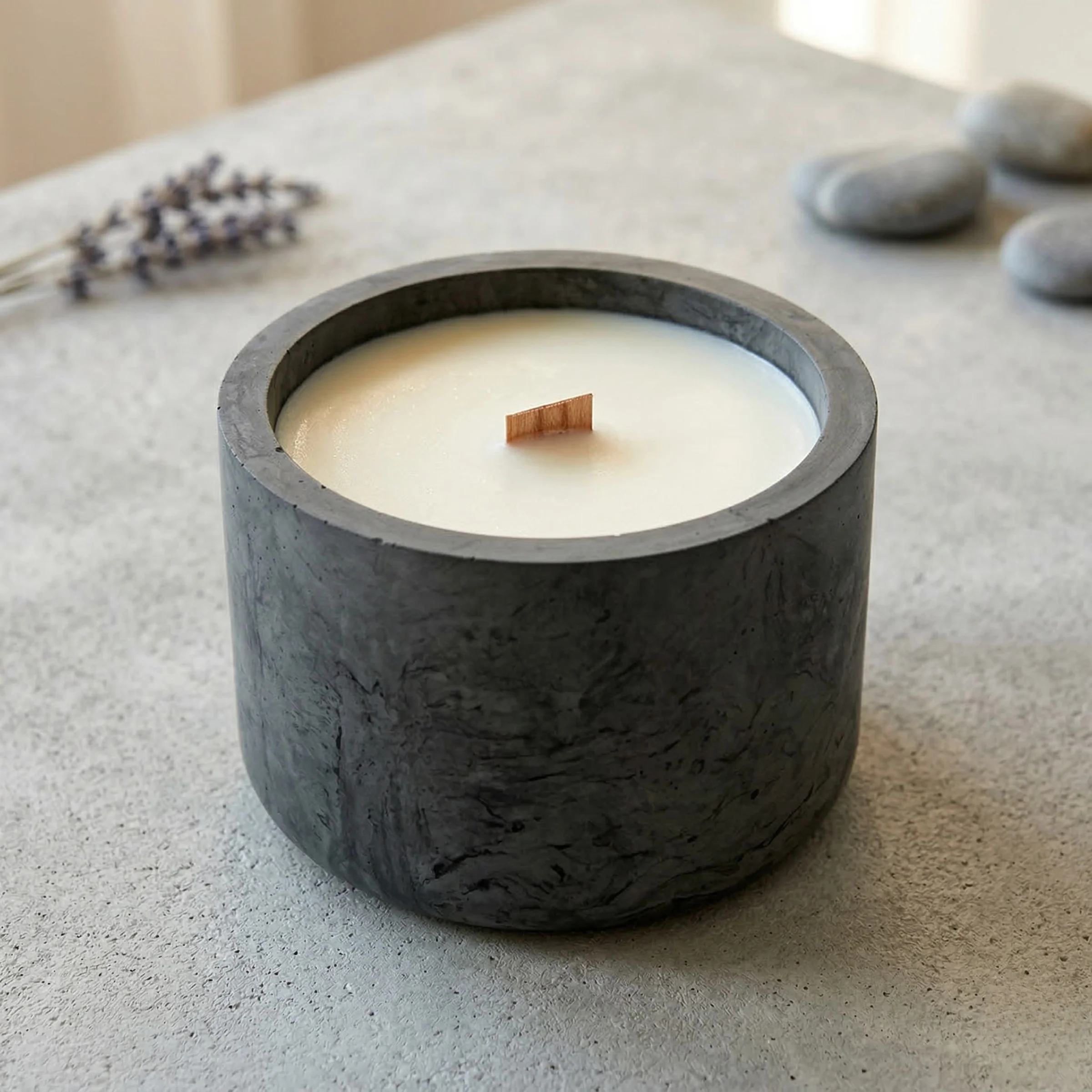 Refillable Dark Grey GRC Candle Vessel — Small - Image 3