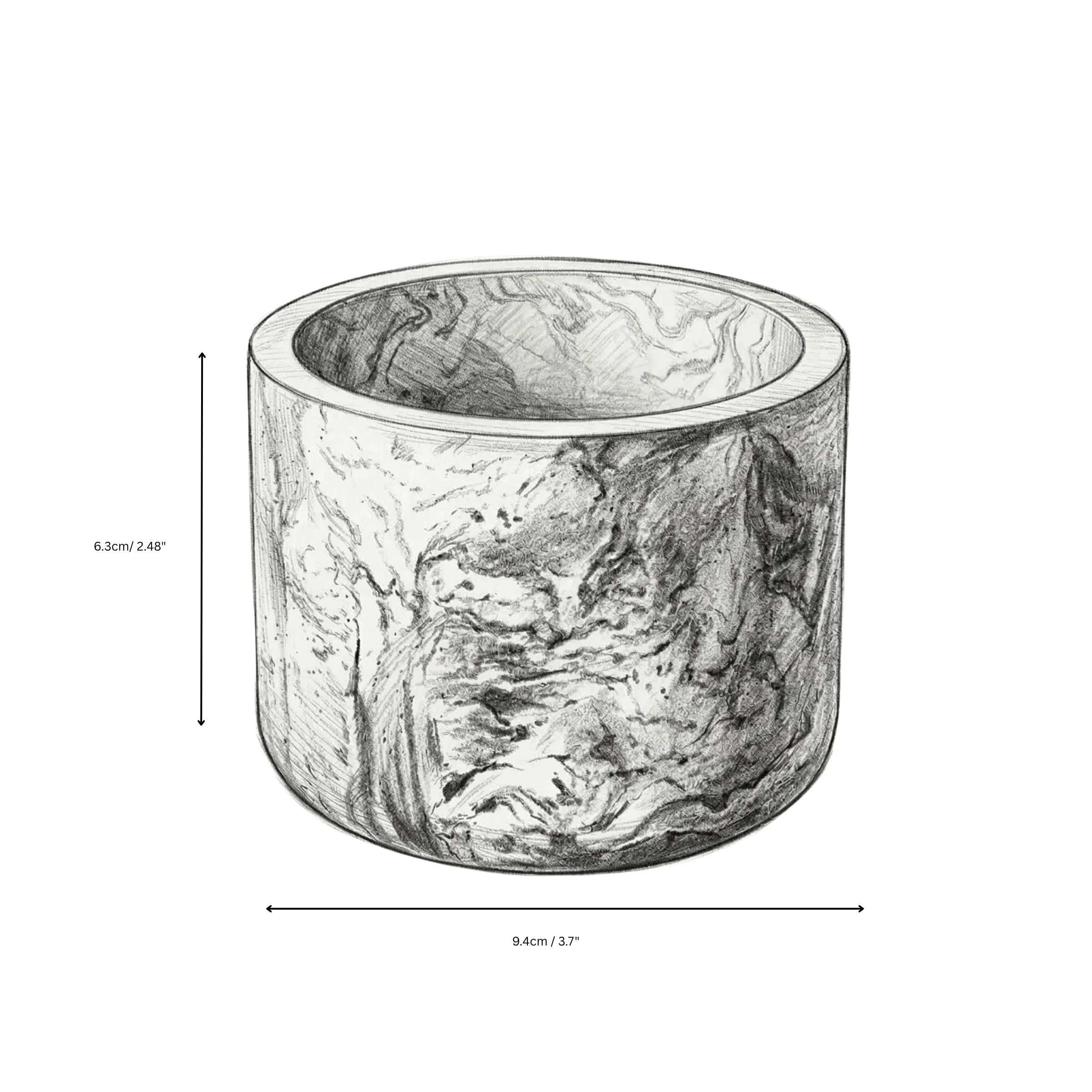 Refillable Dark Grey GRC Candle Vessel — Small - Image 4