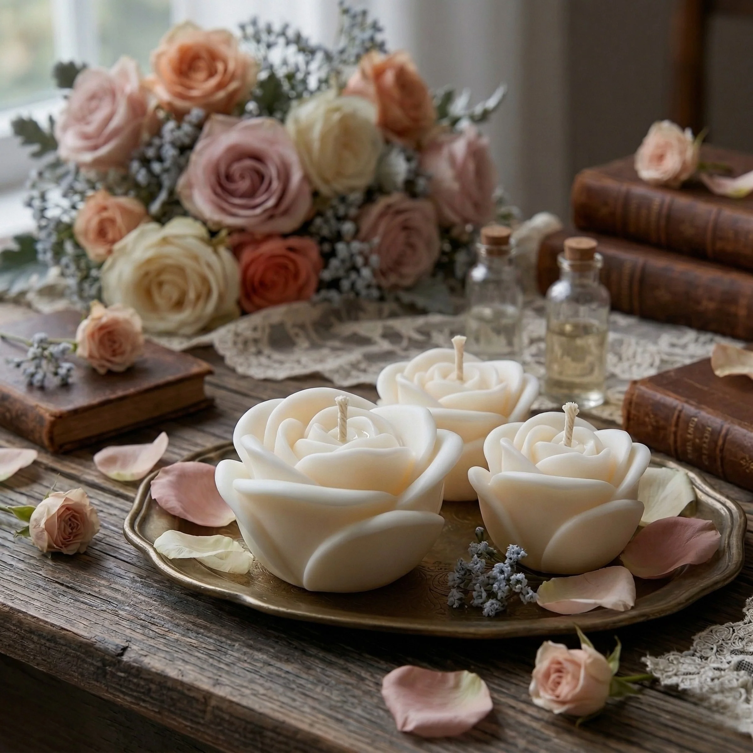 Rose Pillar Candle Silicone Mould — Sculpted Bloom Shape - Image 3