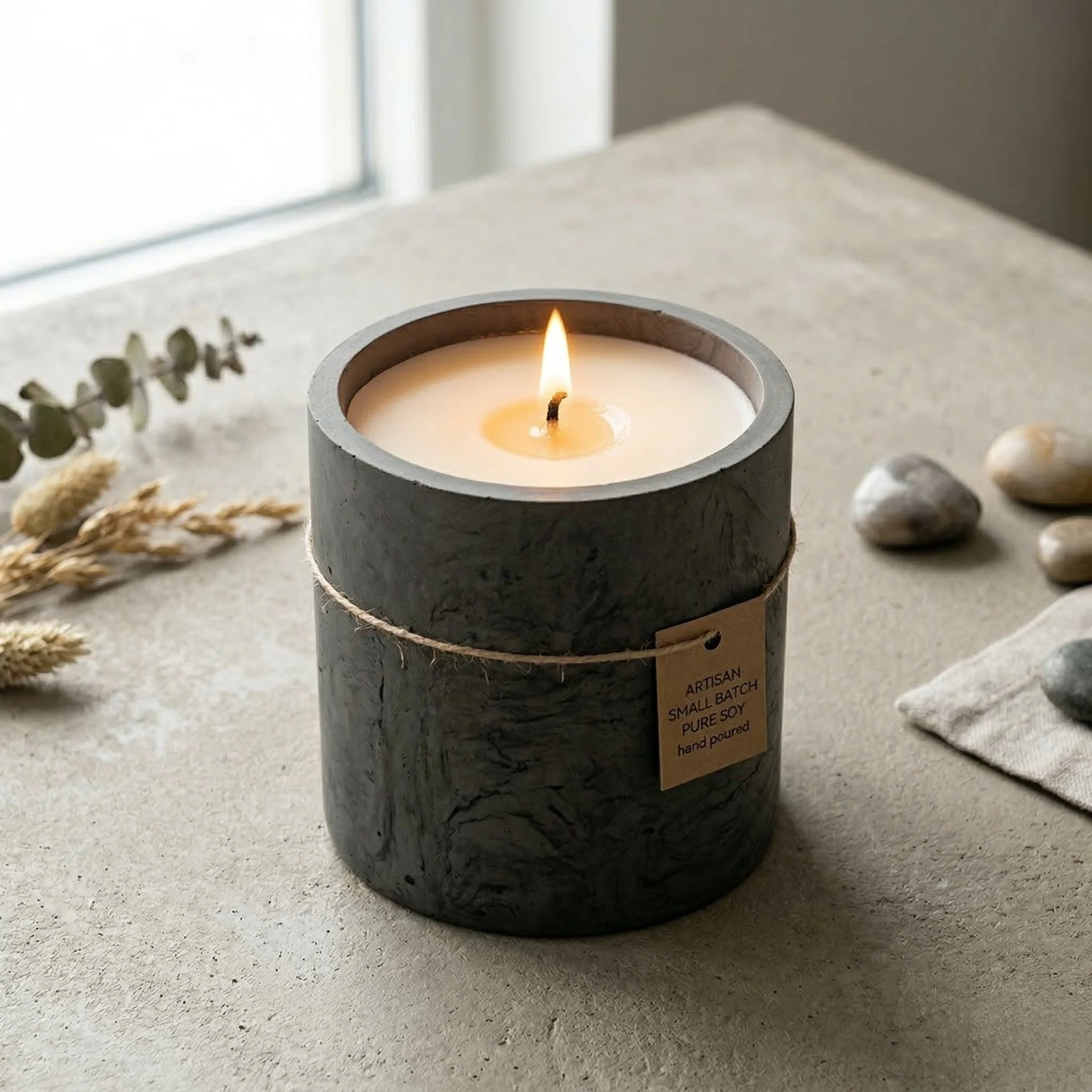 Refillable Dark Grey GRC Candle Vessel — Large - Image 2