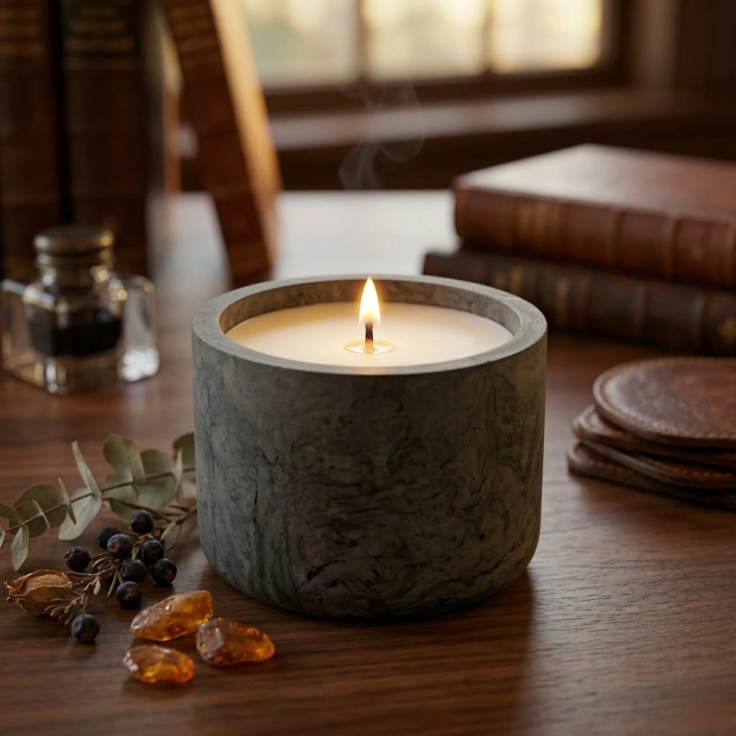 Refillable Dark Grey GRC Candle Vessel — Small - Image 2